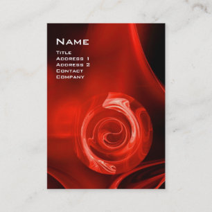 FRACTAL ROSE 4 MONOGRAM bright red black white Business Card