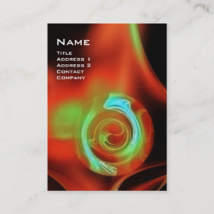 FRACTAL ROSE 4 MONOGRAM bright red blue green Business Card