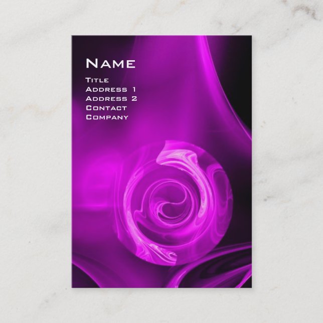 FRACTAL ROSE 4 MONOGRAM bright violet purple black Business Card (Front)