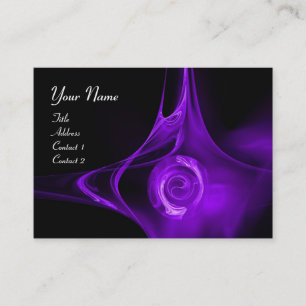 FRACTAL ROSE , ABSTRACT SWIRLS purple violet black Business Card