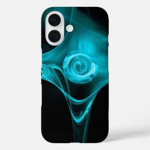 FRACTAL ROSE , Blue Turquase Black iPhone 16 Case