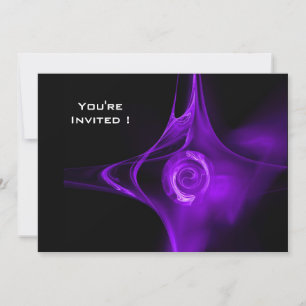 FRACTAL ROSE bright purple black Invitation