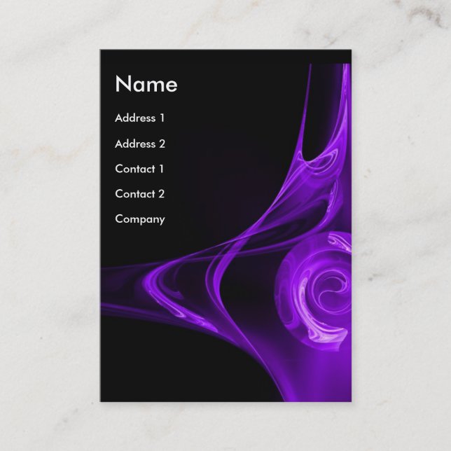 FRACTAL ROSE ,bright purple blue black Business Card (Front)