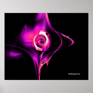 FRACTAL ROSE , pink purple Poster