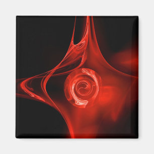 FRACTAL ROSE , red,black Magnet