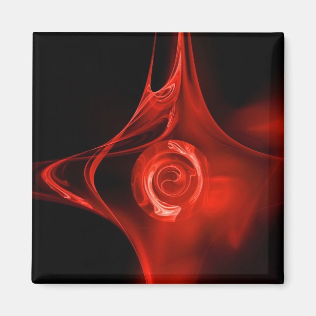 FRACTAL ROSE , red,black Magnet (Front)
