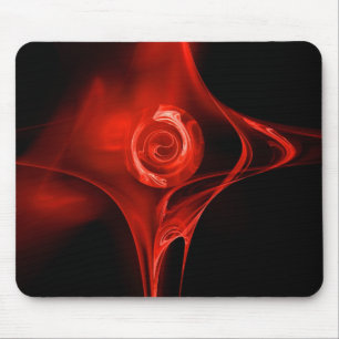 FRACTAL ROSE , red ,black Mouse Mat