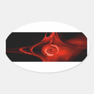 FRACTAL ROSE , red ,black Oval Sticker