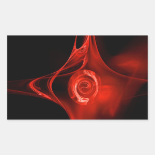 FRACTAL ROSE , red ,black Rectangular Sticker