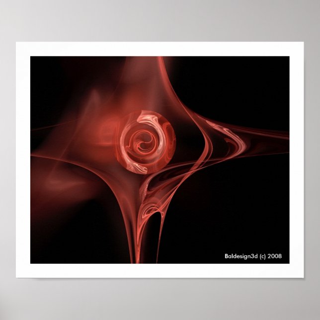 FRACTAL ROSE , red brown Poster (Front)