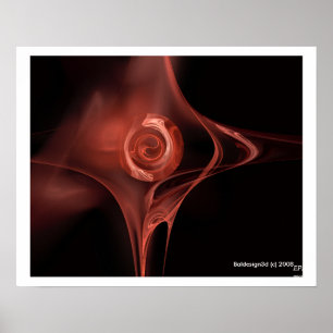 FRACTAL ROSE , red brown Poster