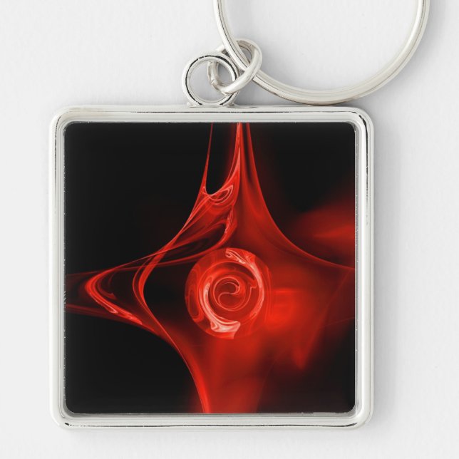 FRACTAL ROSE , red Key Ring (Front)