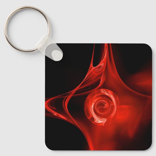 FRACTAL ROSE , red Key Ring (Front)