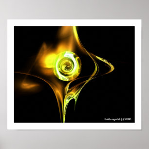 FRACTAL ROSE , yellow brown Poster