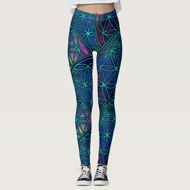 Fractal Seed of Life Flower Sacred Geometry  Leggings (Front)