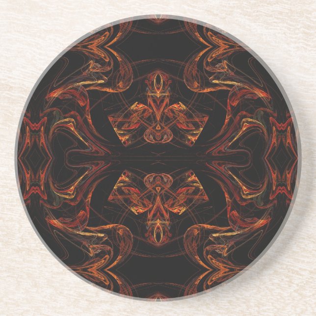 Fractal Series-14---Orange Coaster 1 of   colours (Front)