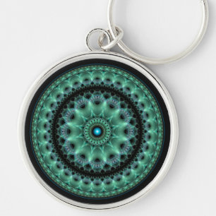 Fractal shiny flamboyant round pattern key ring