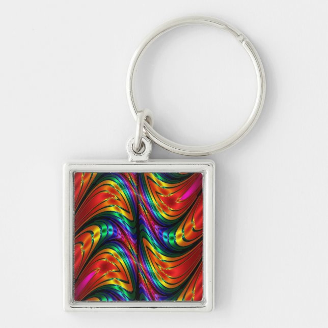Fractal Silk Rainbow Key Ring (Front)
