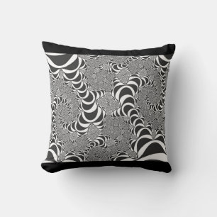 Fractal Spiral Illusion Black and White Cushion