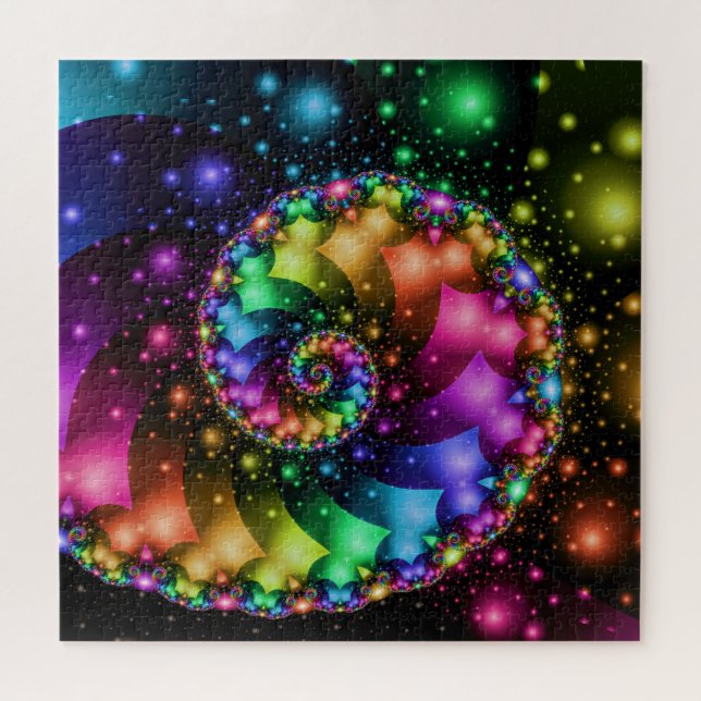Fractal Spiral Rainbow Nebula Jigsaw Puzzle (Horizontal)
