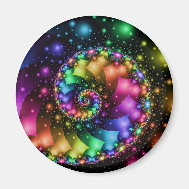 Fractal Spiral Rainbow Nebula Magnet (Front)
