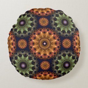 Fractal star pattern round pillow
