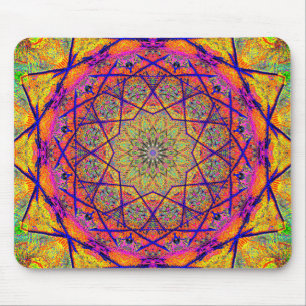 Fractal Star-shaped Mandala Colourful Mouse Mat