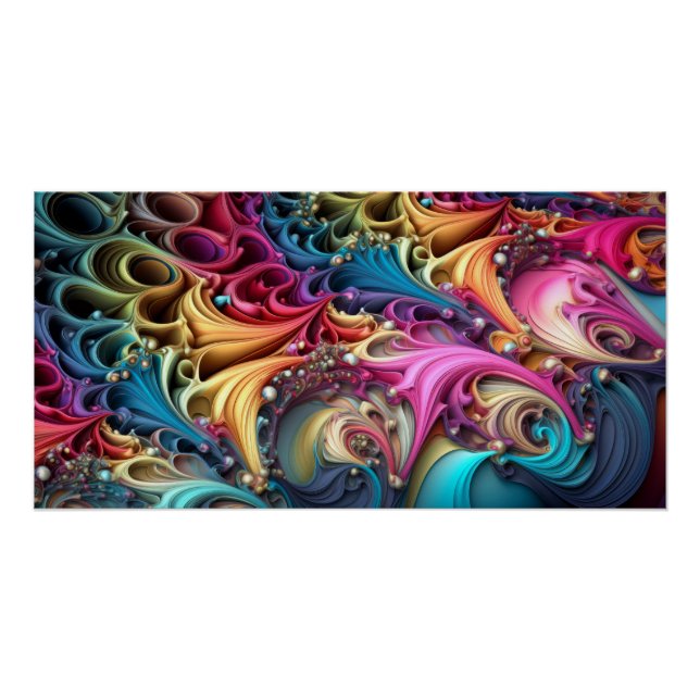 Fractal Style Colourful 3D Swirls Poster (Front)