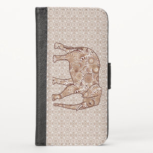 Fractal swirl elephant - brown and taupe case