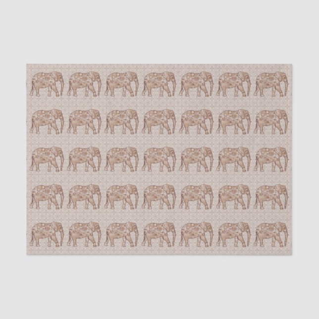 Fractal swirl elephant - brown and taupe tissue paper (Front)