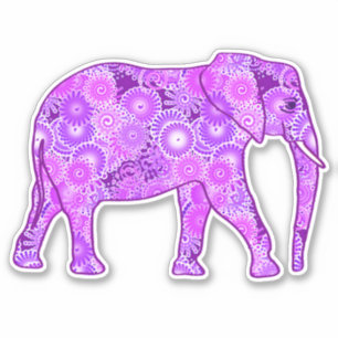 Fractal Swirl Elephant, Purple and Orchid
