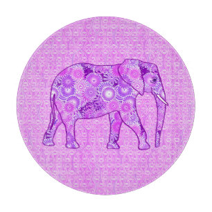 Fractal swirl elephant - purple and orchid cutting board
