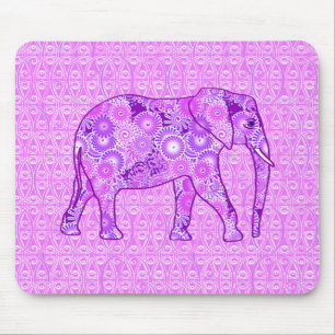 Fractal swirl elephant - purple and orchid mouse mat