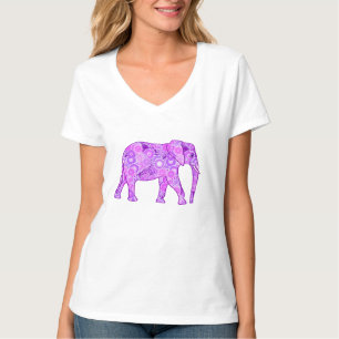 Fractal swirl elephant - purple and orchid T-Shirt