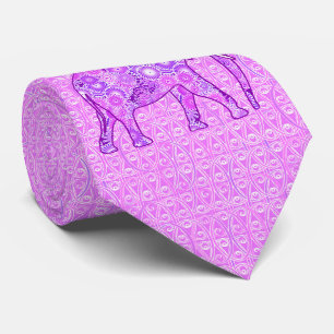Fractal swirl elephant - purple and orchid tie