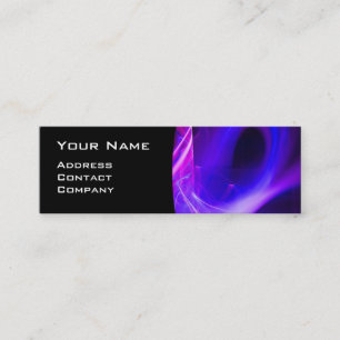 FRACTAL SWIRL GEM MONOGRAM black white blue pink Mini Business Card
