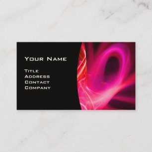 FRACTAL SWIRL GEM MONOGRAM black white red pink Business Card