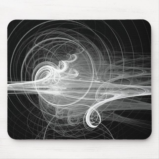 Fractal Swirl III - Black Mouse Mat (Front)