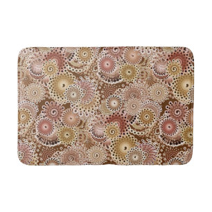 Fractal Swirl Pattern, Brown, Tan and Beige Bath Mat