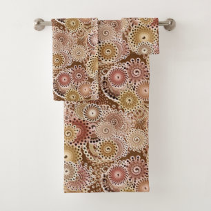 Fractal Swirl Pattern, Brown, Tan and Beige   Bath Towel Set