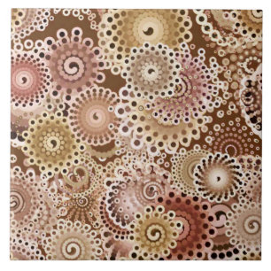 Fractal Swirl Pattern, Brown, Tan and Beige Tile