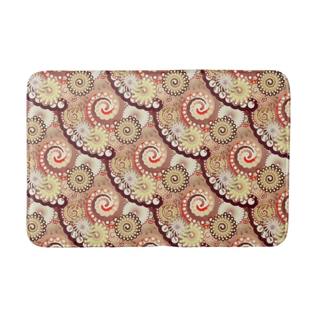 Fractal swirl pattern, chocolate and cream bath mat (Front)