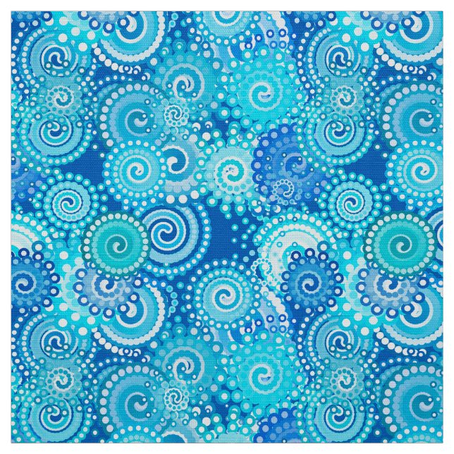 Fractal swirl pattern, cobalt blue fabric (Swatch)