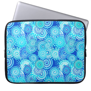 Fractal swirl pattern, cobalt blue laptop sleeve