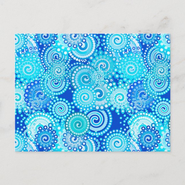 Fractal swirl pattern, cobalt blue postcard (Front)
