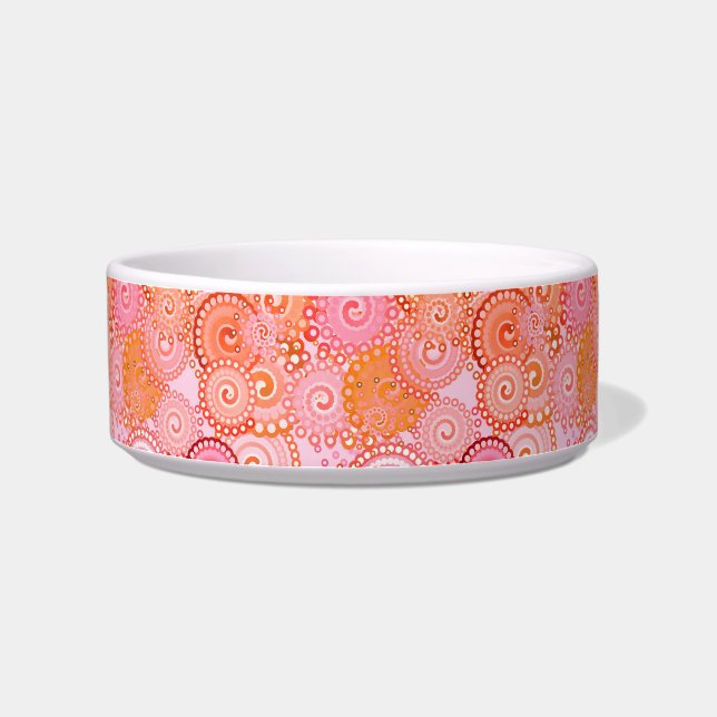 Fractal swirl pattern, coral and pink bowl (Left)