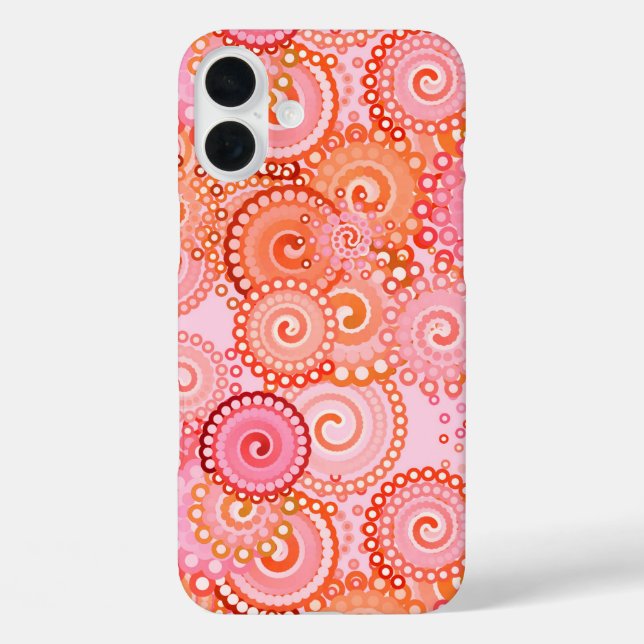 Fractal swirl pattern, coral and pink Case-Mate iPhone case (Back)