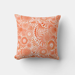 Fractal swirl pattern, coral orange cushion
