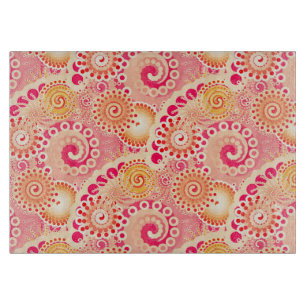 Fractal swirl pattern, coral, peach cutting board