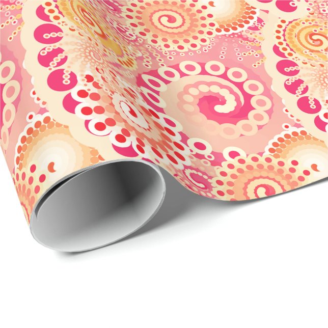 Fractal swirl pattern, coral, peach wrapping paper (Roll Corner)